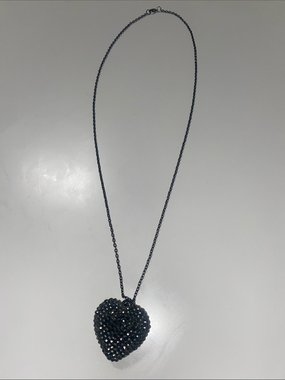 Heart Pendant Necklace in Gunmetal Black